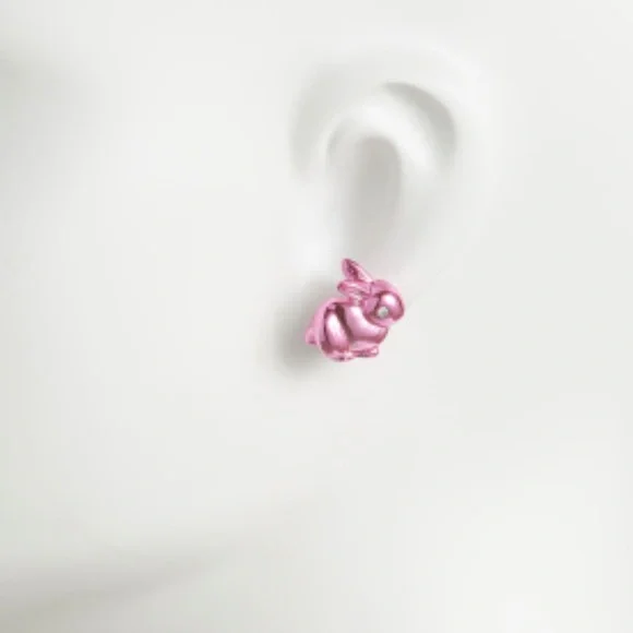 New Betsey Johnson Faux Stone Spring Bunny Carrot Mismatch Stud Earrings - Picture 6 of 9